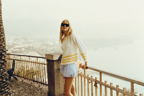 NAPLES - Striped Poplin Ruffle Pant